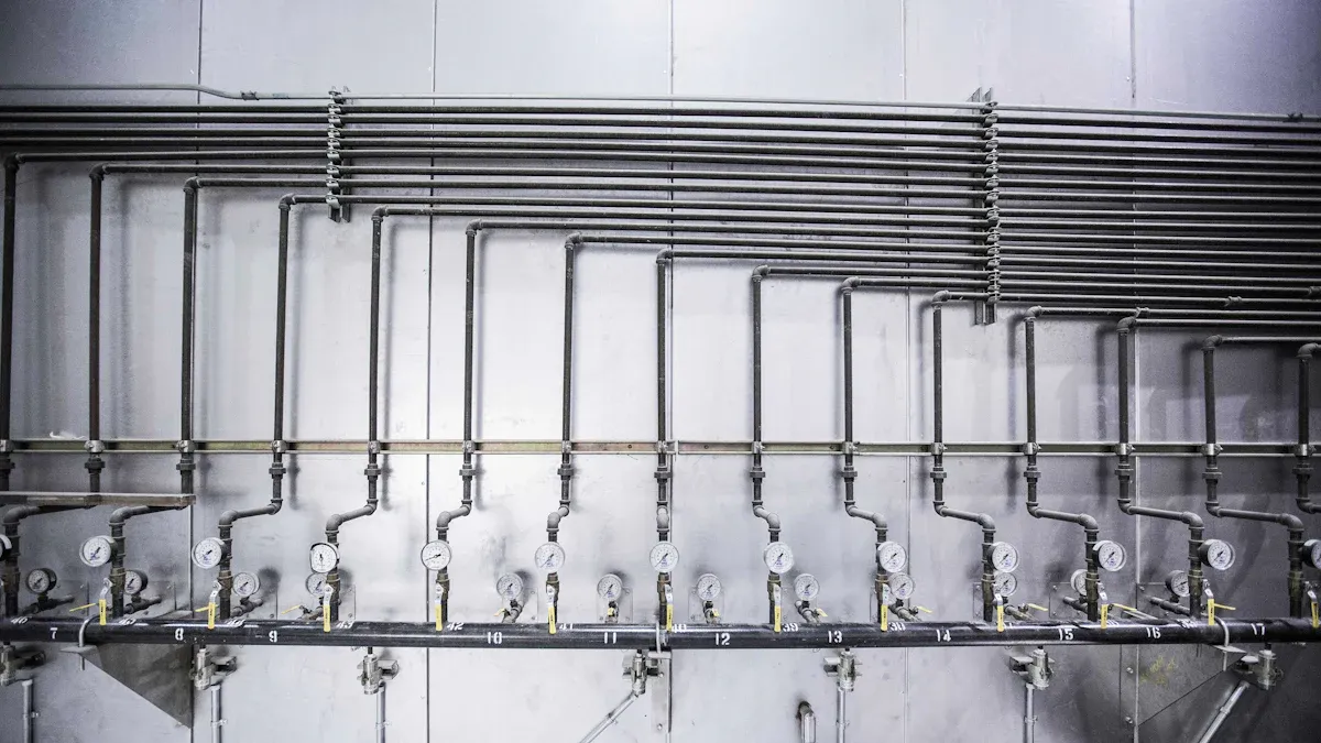 Positioning and Securing Galvanized Steel Pipes