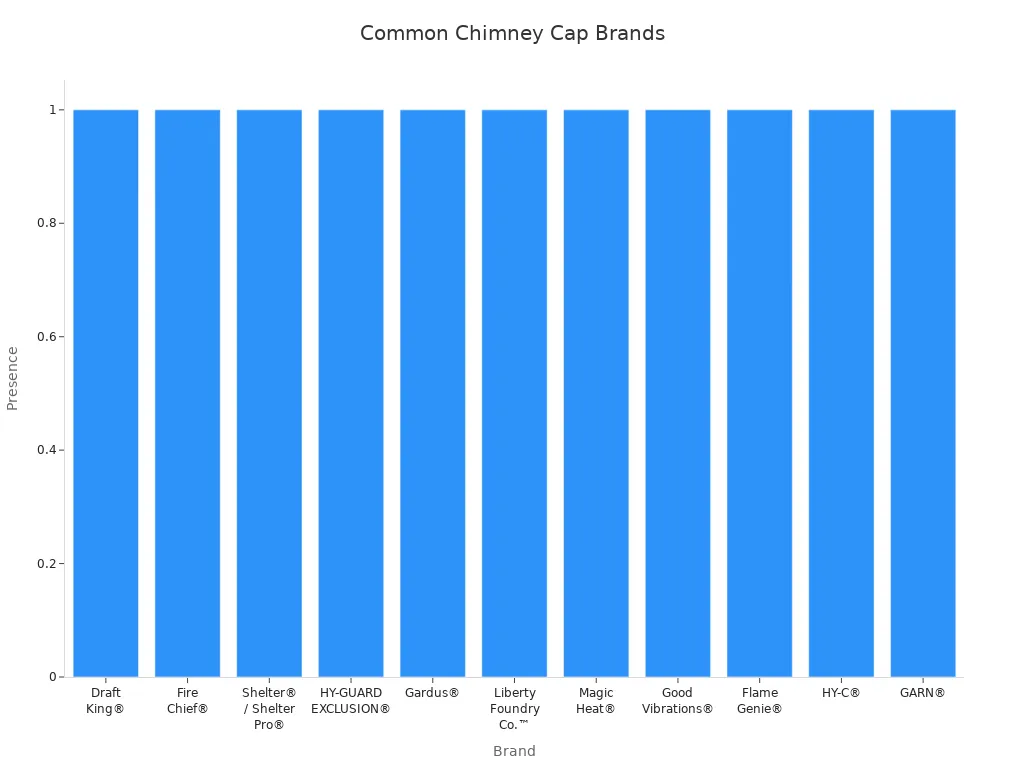 Bar chart showing common brands of galvanized steel chimney caps